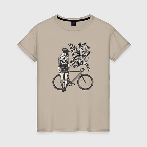 Женская футболка Bike punk girl / Миндальный – фото 1