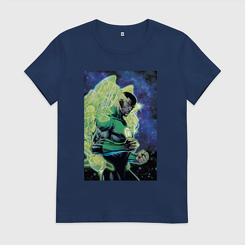Женская футболка Зеленый Фонарь Джон Стюарт / Тёмно-синий – фото 1