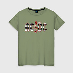 Женская футболка AC DC metallic fire