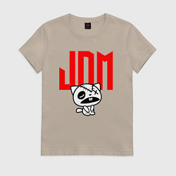 Футболка хлопковая женская JDM Kitten-Zombie Japan, цвет: миндальный