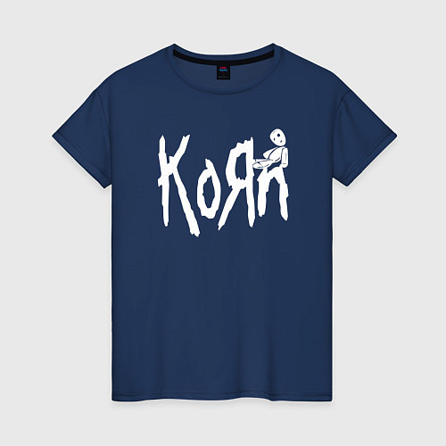 Женская футболка KoЯn rock / Тёмно-синий – фото 1