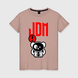 Футболка хлопковая женская JDM Panda Japan Bear, цвет: пыльно-розовый