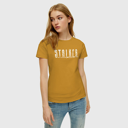 Женская футболка S T A L K E R - Logo / Горчичный – фото 3