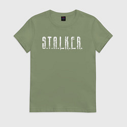 Футболка хлопковая женская S T A L K E R - Logo, цвет: авокадо