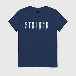 Футболка хлопковая женская S T A L K E R - Logo, цвет: тёмно-синий