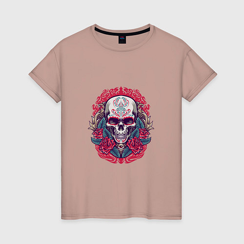 Женская футболка Roses Skull / Пыльно-розовый – фото 1