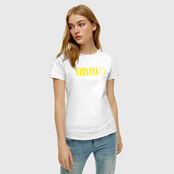 Футболка хлопковая женская Nirvana logo, цвет: белый — фото 2