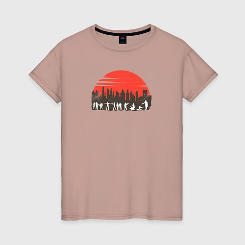 Женская футболка Зомби в городе / Пыльно-розовый – фото 1