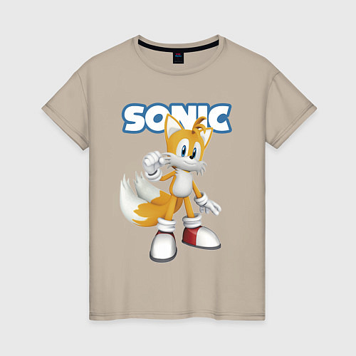 Женская футболка Майлз Тейлз Прауэр Sonic Видеоигра / Миндальный – фото 1