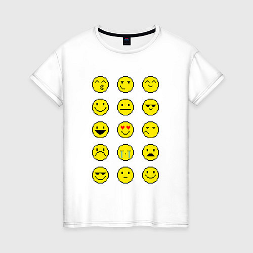 Женская футболка Pixel art emoticons 1 / Белый – фото 1