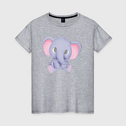 Женская футболка Милый Слонёнок Сидит