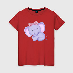 Женская футболка Милый Слонёнок С Бантиком