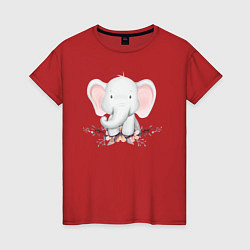 Женская футболка Милый Слонёнок С Цветами