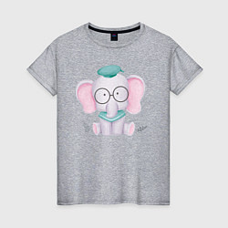 Женская футболка Милый Слонёнок Готов К Школе