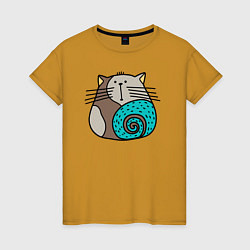 Женская футболка Круглый абстрактный кот