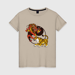 Женская футболка Тигр и Дракон Инь и Ян