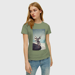 Футболка хлопковая женская Snipes at the Shore, цвет: авокадо — фото 2