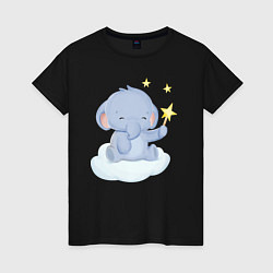 Женская футболка Милый Слонёнок На Облаке Со Звездой