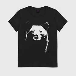 Футболка хлопковая женская Медвежий лик, цвет: черный