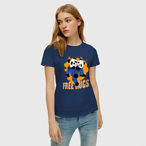 Женская футболка Бесплатные объятия борьба панд / Тёмно-синий – фото 3