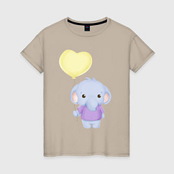 Женская футболка Милый Слонёнок С Шариком