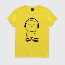 Женская футболка Я Люблю Музыку I love Music