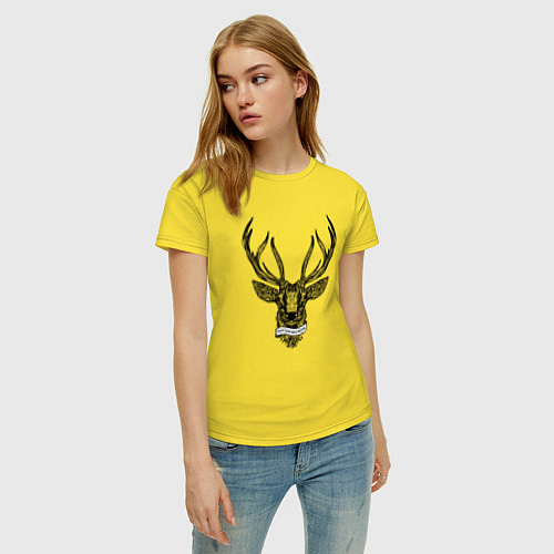 Женская футболка Олень в стиле Мандала Mandala Deer / Желтый – фото 3
