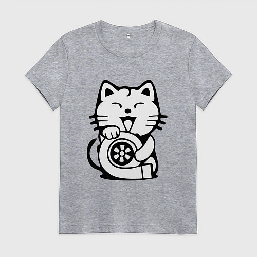 Женская футболка JDM Cat & Engine Japan / Меланж – фото 1