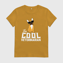 Женская футболка Крутой ветеринар французский бульдог