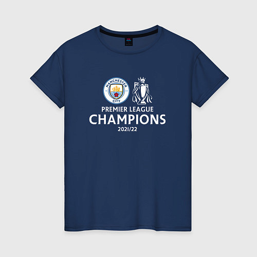 Женская футболка Manchester City Champions сезон 20212022 / Тёмно-синий – фото 1