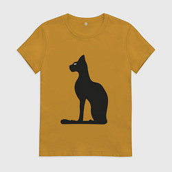 Женская футболка Силуэт черной кошки, Египетская богиня Бастет