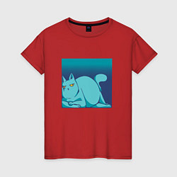 Женская футболка Ленивый котик в квадрате Lazy Cat Square