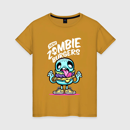 Женская футболка Zombie burgers Зомби-бургеры / Горчичный – фото 1