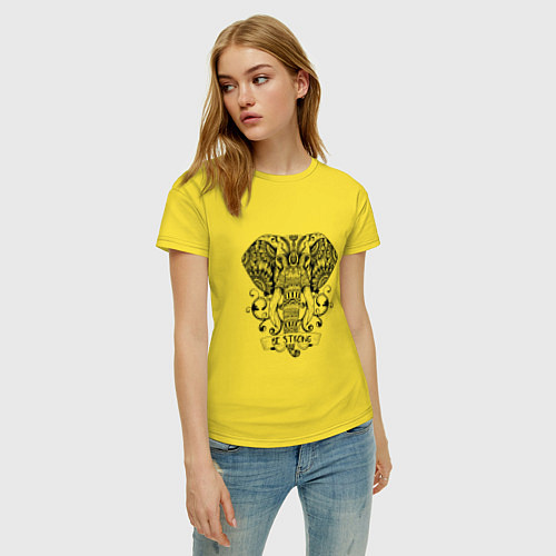 Женская футболка Слон в стиле Мандала Mandala Elephant Be Strong / Желтый – фото 3