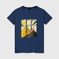 Женская футболка Горный Пейзаж в штрихах Mountain Landscape Strokes