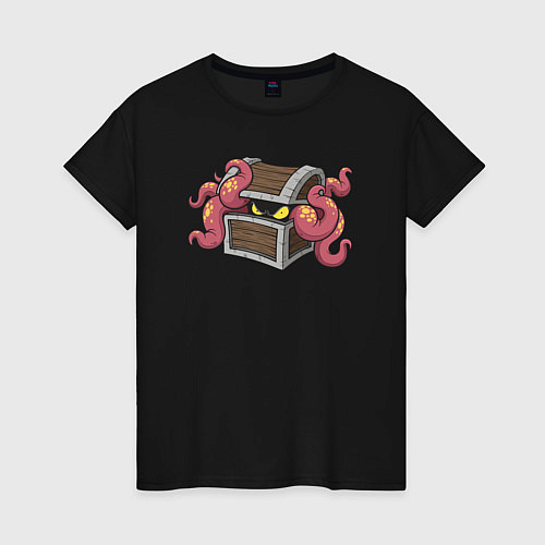 Женская футболка Осьминог в сундуке / Черный – фото 1