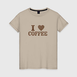 Футболка хлопковая женская I love coffee!, цвет: миндальный