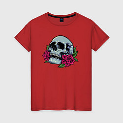 Женская футболка Череп в розах