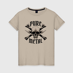 Женская футболка Heavy metal skullчистый металл