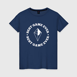 Футболка хлопковая женская Символ No Mans Sky и круглая надпись Best Game Eve, цвет: тёмно-синий