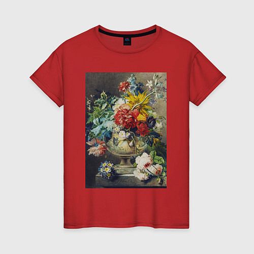 Женская футболка Bouquet of Flowers in a Vase Букет цветов / Красный – фото 1