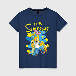 Футболка хлопковая женская The SimpsonsСемейка Симпсонов, цвет: тёмно-синий