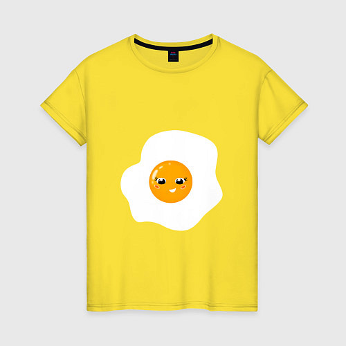 Женская футболка Веселая яичница глазунья, завтрак с улыбкой / Желтый – фото 1