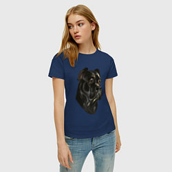 Футболка хлопковая женская Портрет Кане-корсо, цвет: тёмно-синий — фото 2