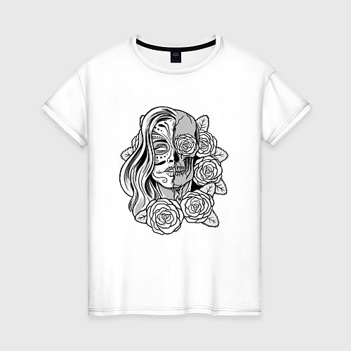 Женская футболка Undead Sugar Skull Calavera Катрина День Мёртвых / Белый – фото 1