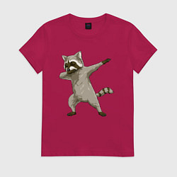 Футболка хлопковая женская Даб енот, цвет: маджента
