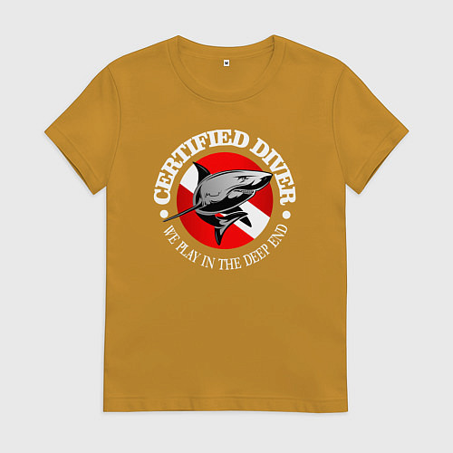 Женская футболка Сертифицированный дайвер / Горчичный – фото 1