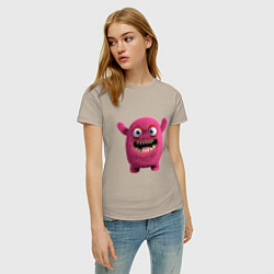 Футболка хлопковая женская FLUFFY COLORED MONSTER, цвет: миндальный — фото 2