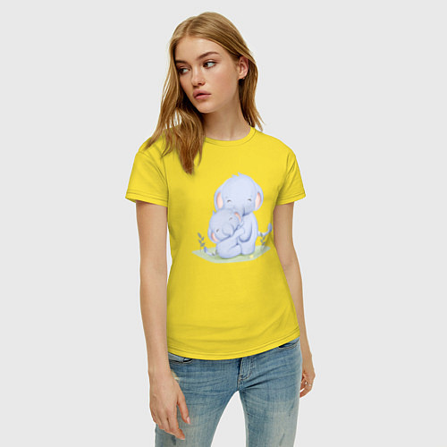 Женская футболка Милые Слонята / Желтый – фото 3