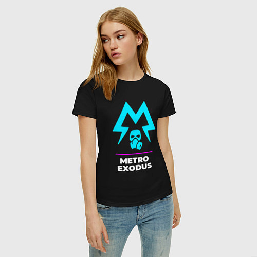 Женская футболка Символ Metro Exodus в неоновых цветах / Черный – фото 3